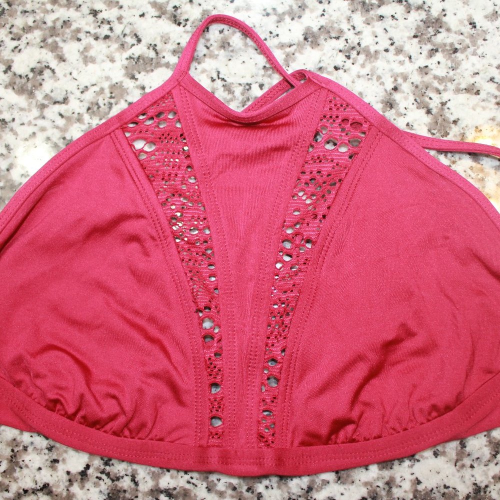 Maroon Halter Swim Top
